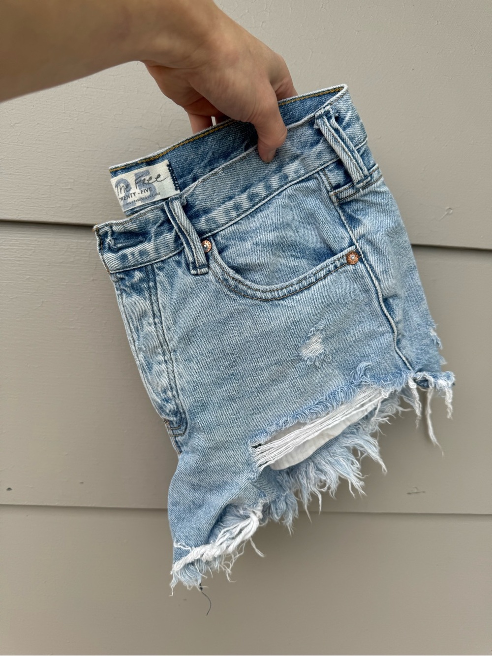 We The Free Light Blue Distressed Denim Jean Shorts